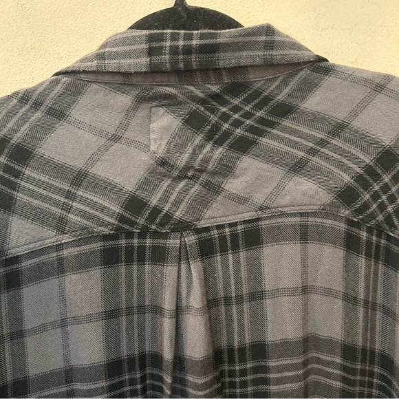 Rails Hunter Charcoal Dip Dye Ombre plaid button front shirt size large - Picture 8 of 10